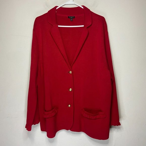 Talbots Red Blazer with Gold Buttons - Picture 1 of 9